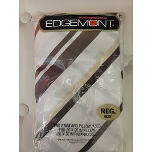 VtG EDGEMONT Brown Striped x2 PillowCases No-Iron Muslin Sz Standard 20x26 USA